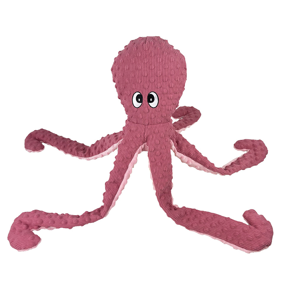 PetLou Dotty Friends 2.0 Rose Octopus Corduroy Plush Dog Toy