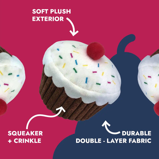 Cupcake plush dog toy