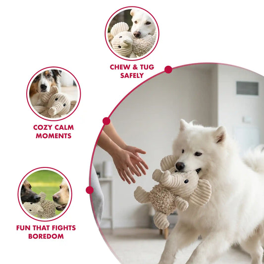 Elephant plush dog toy