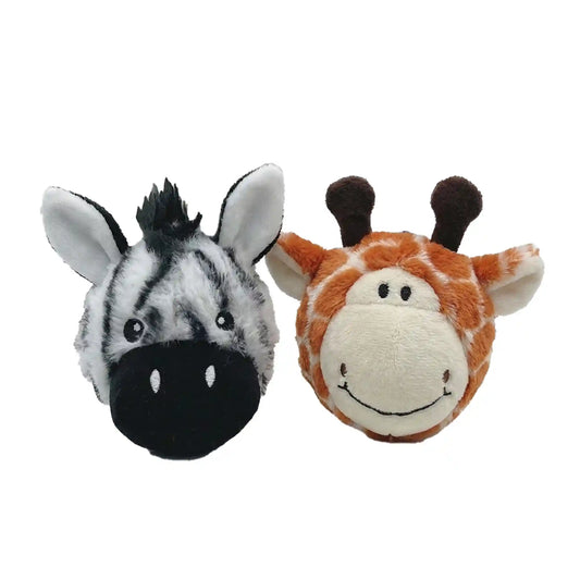 Giraffe and zebra squeaky balls