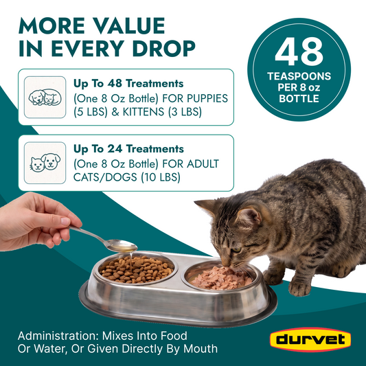 Durvet WormEze Liquid Canine & Feline Anthelmintic | 8 oz | Dog & Cat Roundworm Treatment