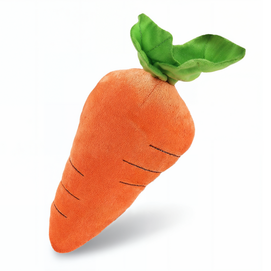 PetLou carrot plush dog toy 8 inch with squeaker and crinkle paper