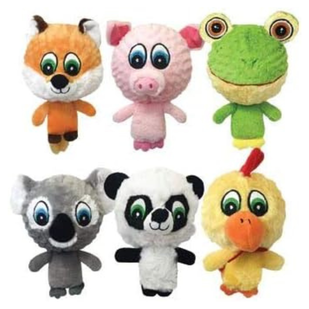 Multipet Knobby Noggins Plush Dog Toy 4 inch Pack of 6