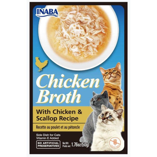 Inaba Chicken Broth with Chicken and Scallop Recipe Side Dish for Cats-Cat-Inaba-1.76 oz-