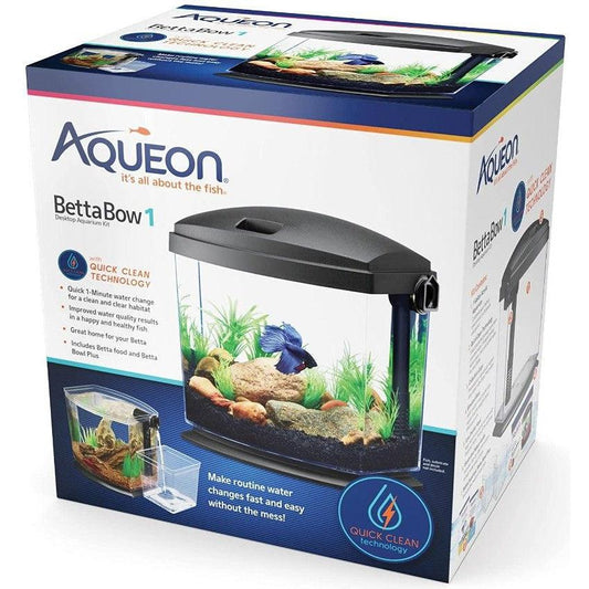 Aqueon BettaBow 1 with Quick Clean Technology Aquarum Kit Black-Fish-Aqueon-1 gallon-