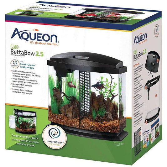 Aqueon LED BettaBow 2.5 SmartClean Aquarium Kit Black-Fish-Aqueon-2.5 gallon-