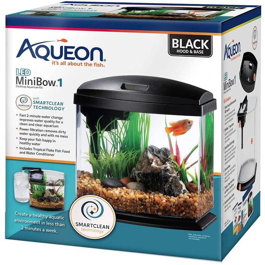 Aqueon LED MiniBow 1 SmartClean Aquarium Kit Black-Fish-Aqueon-1 gallon-
