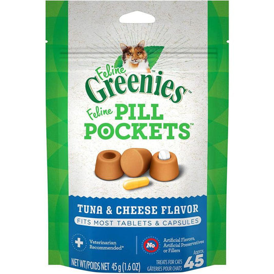 Greenies Feline Pill Pockets Cat Treats Tuna and Cheese Flavor-Cat-Greenies-45 count-