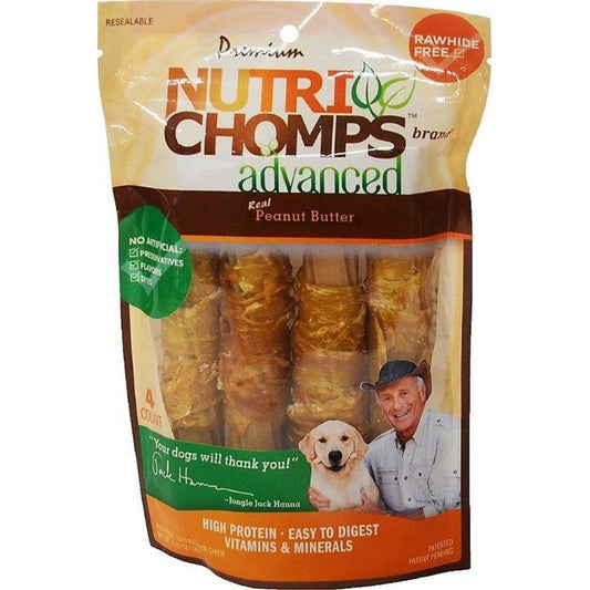 Nutri Chomps Advanced Twists Dog Treat Peanut Butter Flavor-Dog-Nutri Chomps-4 count-