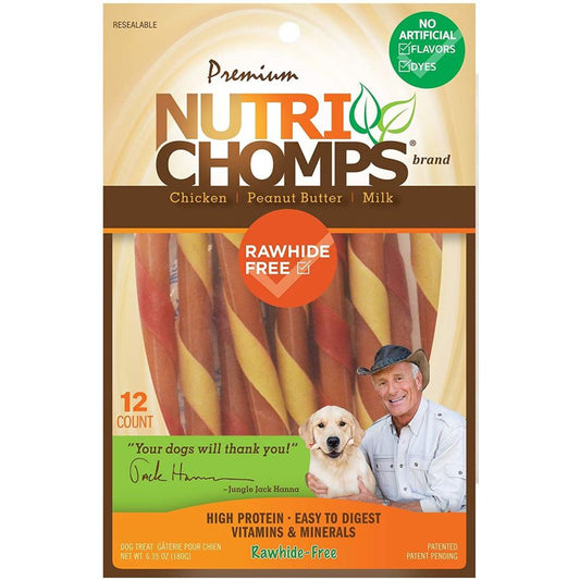 Nutri Chomps Mini Twist Dog Treat Peanut Assorted Flavors-Dog-Nutri Chomps-12 count-