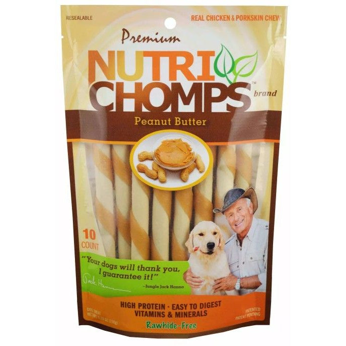Nutri Chomps Mini Twist Dog Treat Peanut Butter Flavor-Dog-Nutri Chomps-10 count-