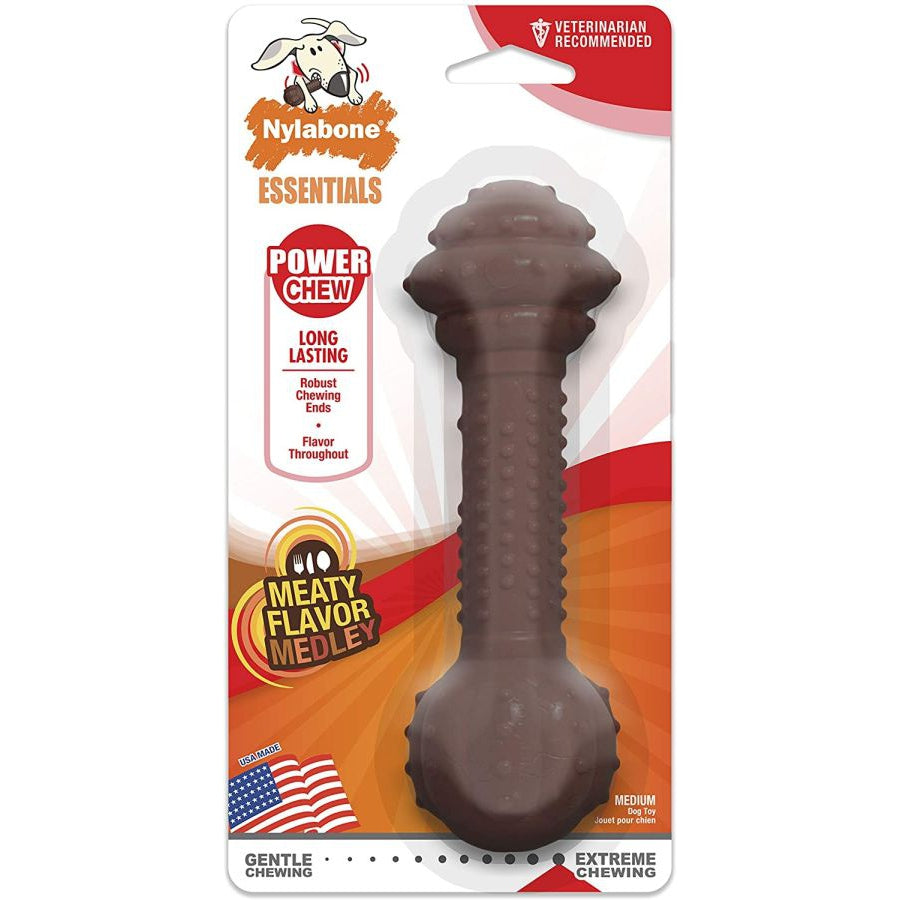 Nylabone Essentials Power Chew Barbell Meaty Medley Flavor-Dog-Nylabone-Medium 1 count-