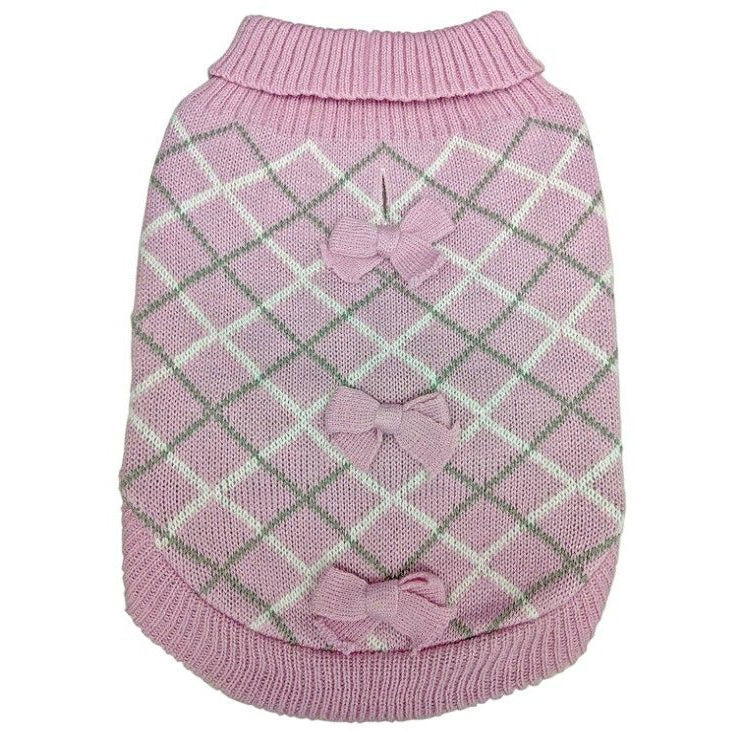 Fashion Pet Pretty in Plaid Dog Sweater Pink-Dog-Fashion Pet-Small-