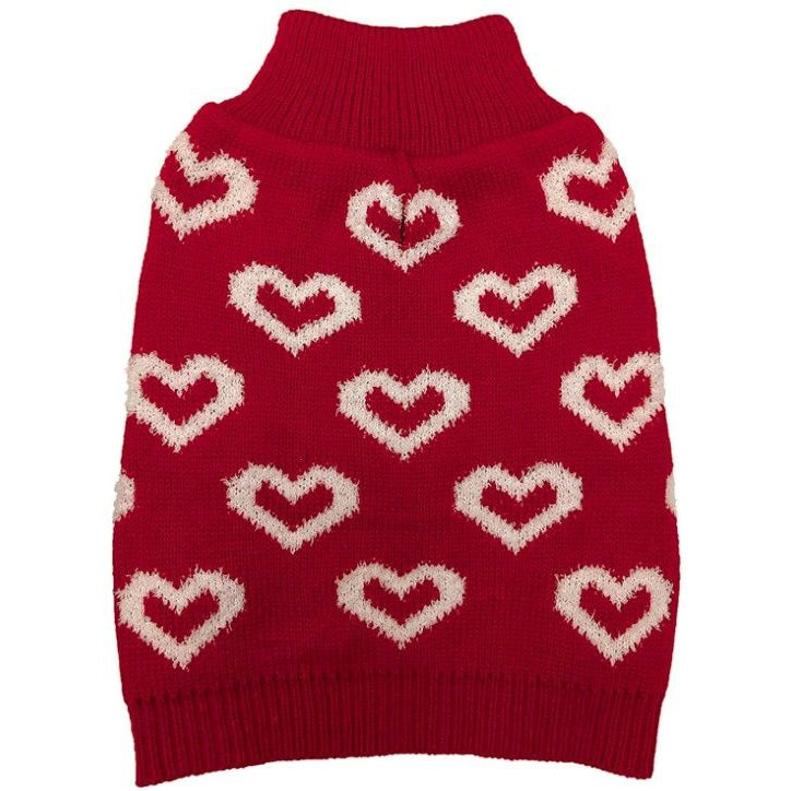 Fashion Pet All Over Hearts Dog Sweater Red-Dog-Fashion Pet-Large-