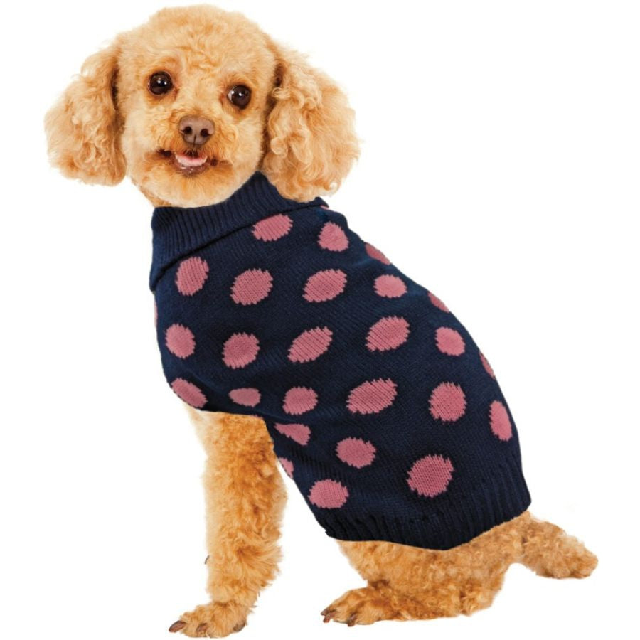 Fashion Pet Contrast Dot Dog Sweater Pink-Dog-Fashion Pet-X-Small-