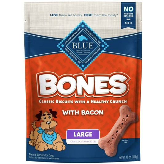 Blue Buffalo Classic Bone Biscuits with Bacon Large-Dog-Blue Buffalo-16 oz-