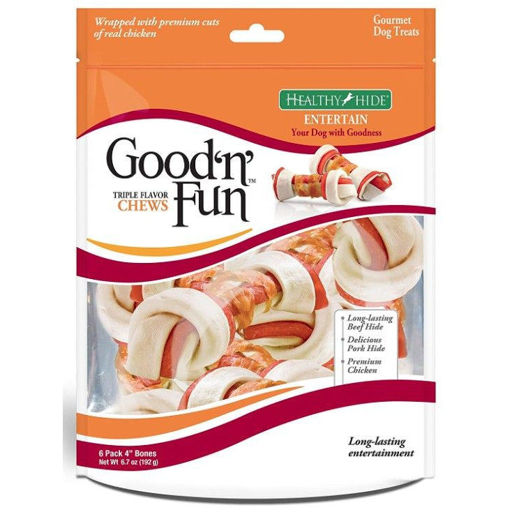 Healthy Hide Good'n' Fun Triple-Flavor Chews Small Beef, Pork and Chicken-Dog-Healthy Hide-6 count-
