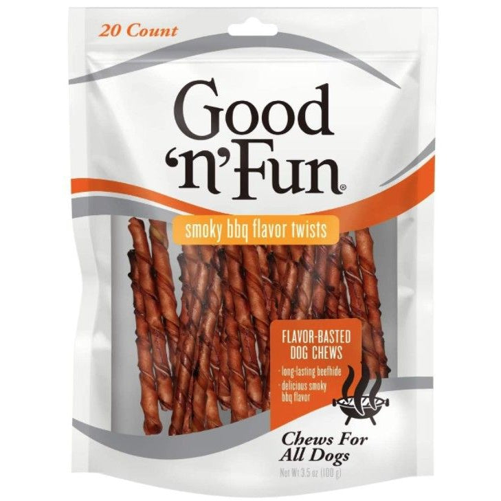 Healthy Hide Good 'n' Fun Smoky BBQ Basted Twists-Dog-Healthy Hide-20 count-