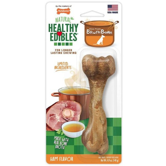 Nylabone Healthy Edibles Broth Bone Ham Flavor Large-Dog-Nylabone-1 count-