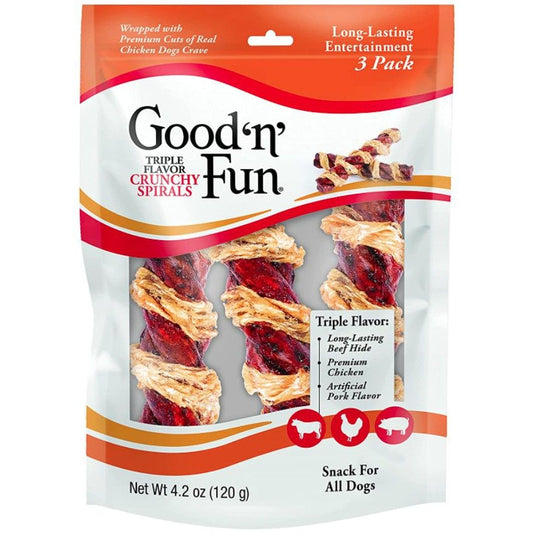 Healthy Hide Good N Fun Triple Flavor Crunchy Spirals-Dog-Healthy Hide-3 count-