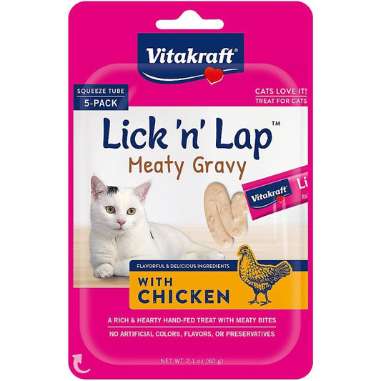 Vitakraft Lick n Lap Meaty Gravy with Chicken Cat Treat-Cat-Vitakraft-2.8 oz-