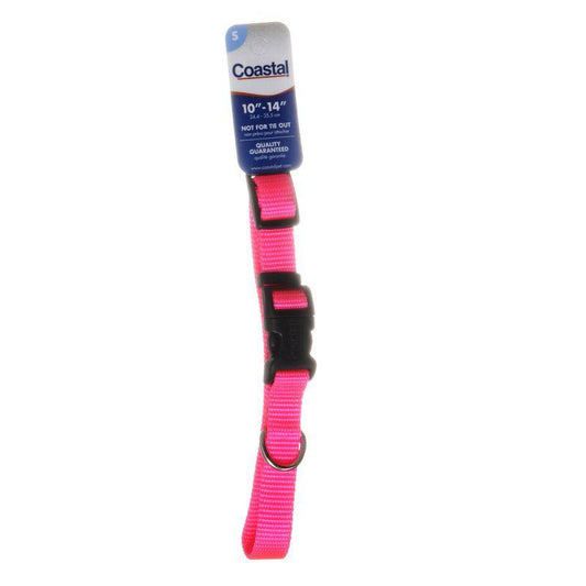Tuff Collar Nylon Adjustable Collar - Neon Pink-Dog-Tuff Collar-10"-14" Long x 5/8" Wide-