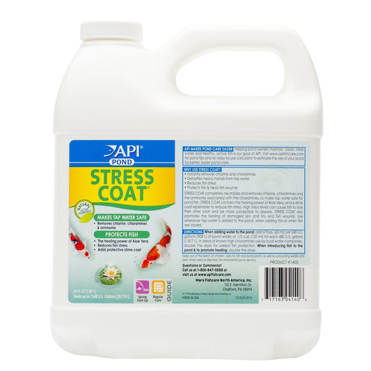 PondCare Stress Coat Plus Fish & Tap Water Conditioner for Ponds-Fish-Pond Care-64 oz (Treats 7,680 Gallons)-