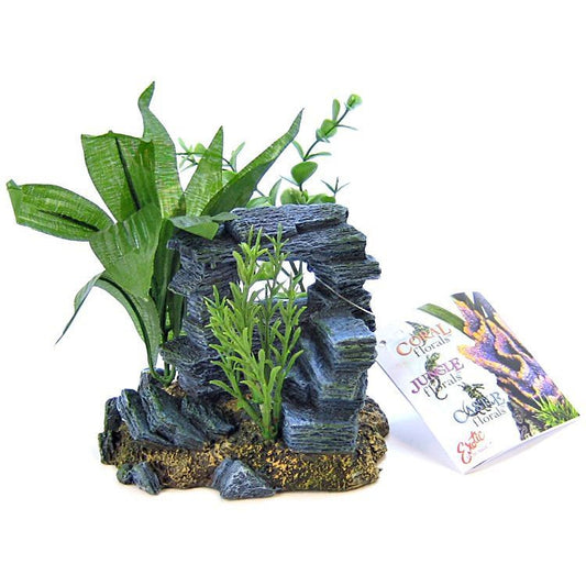 Blue Ribbon Rock Arch with Plants Ornament-Fish-Blue Ribbon Pet Products-Small - 5.5"L x 4"W x 5.5"H-