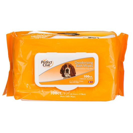 Perfect Coat Deodorizing Bath Wipes for Dogs-Dog-Perfect Coat-100 Pack-