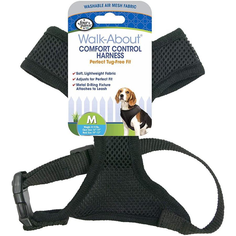 Four Paws Comfort Control Harness - Black-Dog-Four Paws-Medium - For Dogs 7-10 lbs (16"-19" Chest & 10"-13" Neck)-
