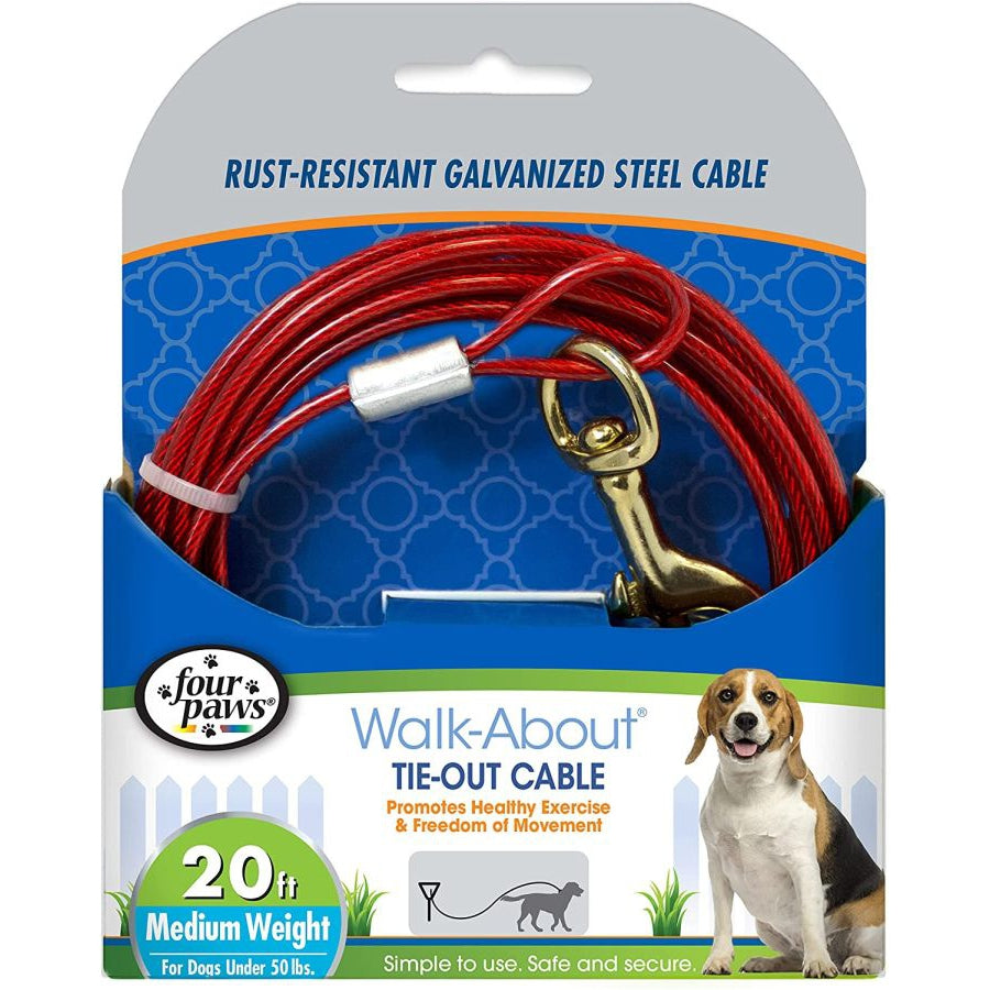 Four Paws Dog Tie Out Cable Medium Weight Red