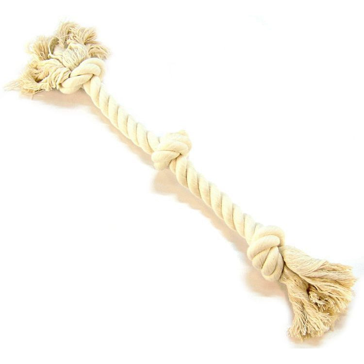 Flossy Chews 3 Knot Tug Toy Rope for Dogs - White-Dog-Mammoth-Medium (20" Long)-