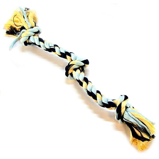 Flossy Chews Colored 3 Knot Tug Rope-Dog-Mammoth-Medium - 20" Long-