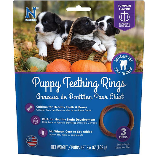 N-Bone Puppy Teething Ring - Pumpkin Flavor-Dog-N-Bone-Puppy Teething Ring - 3.5" Diameter (3 Pack)-