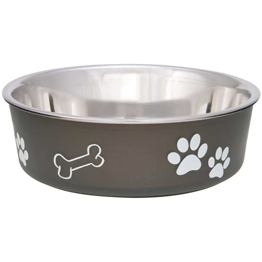 Loving Pets Stainless Steel & Espresso Dish with Rubber Base-Dog-Loving Pets-Small - 5.5" Diameter-
