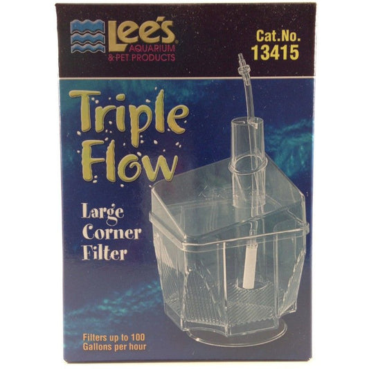 Lees Triple Flow Corner Filter-Fish-Lee's-Large - 4"L x 4"W x 6"H (100 GPH)-