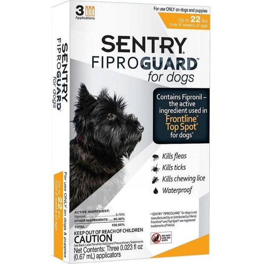 Sentry FiproGuard for Dogs-Dog-Sentry-Dogs up to 22 lbs (3 Doses)-