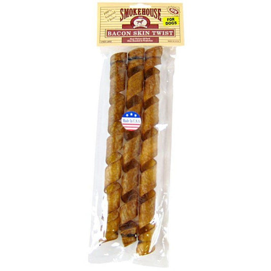Smokehouse Treats Bacon Skin Twists-Dog-Smokehouse-Large - 11"-12" Long (3 Pack)-