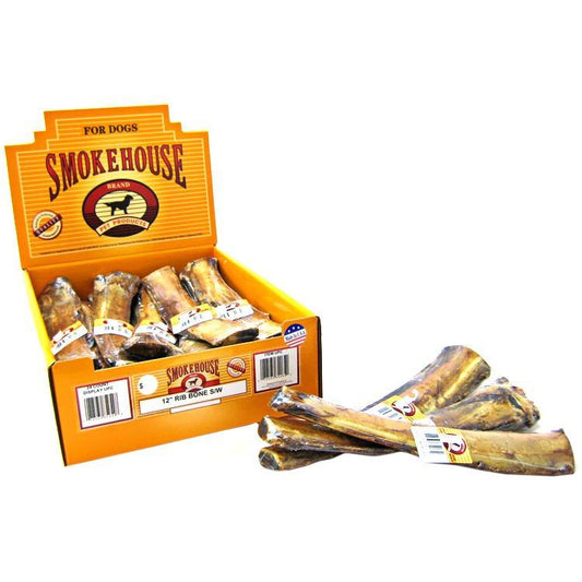Smokehouse Treats Rib Bone-Dog-Smokehouse-12" Long (24 Pack with Display Box)-
