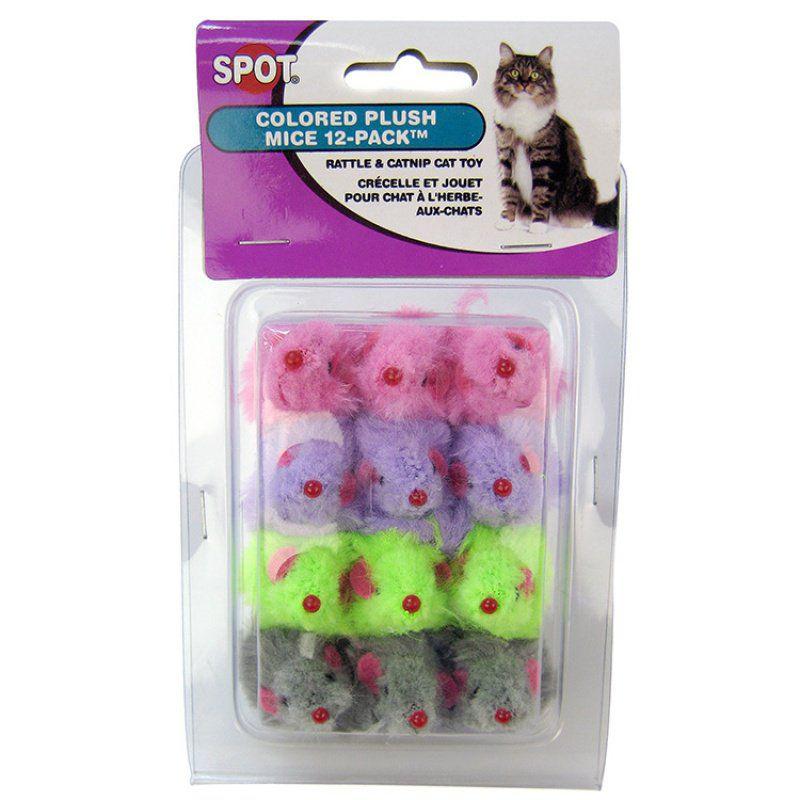 Spot Colored Fur Mice Cat Toys-Cat-Spot-12 Pack-