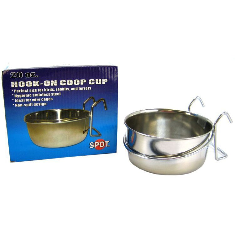 Spot Stainless Steel Hook-On Coop Cup-Bird-Spot-20 oz (5.5" Diameter)-