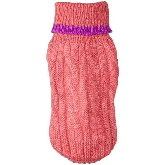 Fashion Pet Cable Knit Dog Sweater - Pink-Dog-Fashion Pet-XXX-Small (4" From Neck Base to Tail)-