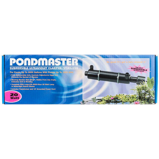 Pondmaster Submersible Ultraviolet Clarifier & Sterilizer-Fish-Pondmaster-20 Watts - 1,800 GPH (3,000 Gallons - 1" Inlet/Outlet)-