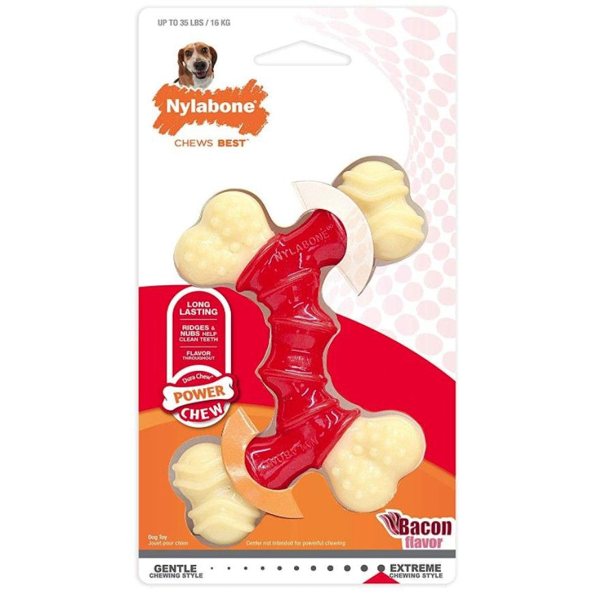 Nylabone Dura Chew Double Bone - Bacon Flavor-Dog-Nylabone-Wolf - Dogs up to 35 lbs-