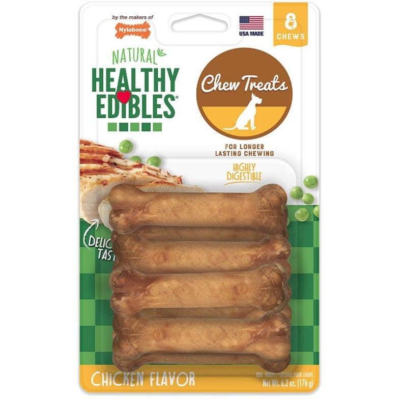 Nylabone Healthy Edibles Wholesome Dog Chews - Chicken Flavor-Dog-Nylabone-Petite - 3.75" Long (8 Pack)-