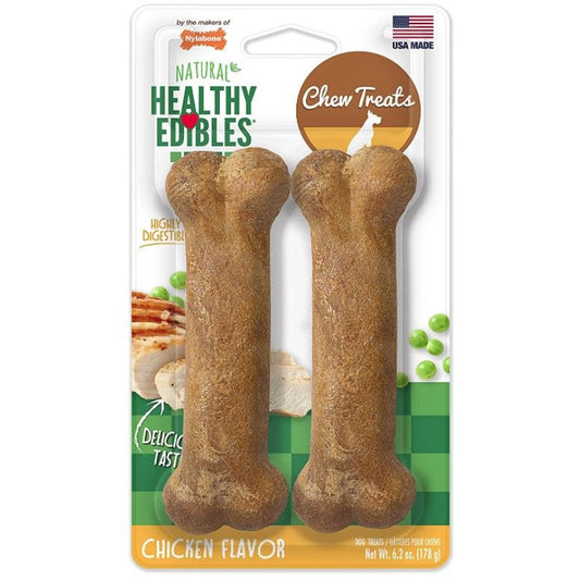 Nylabone Healthy Edibles Wholesome Dog Chews - Chicken Flavor-Dog-Nylabone-Wolf - 5.5" Long (2 Pack)-