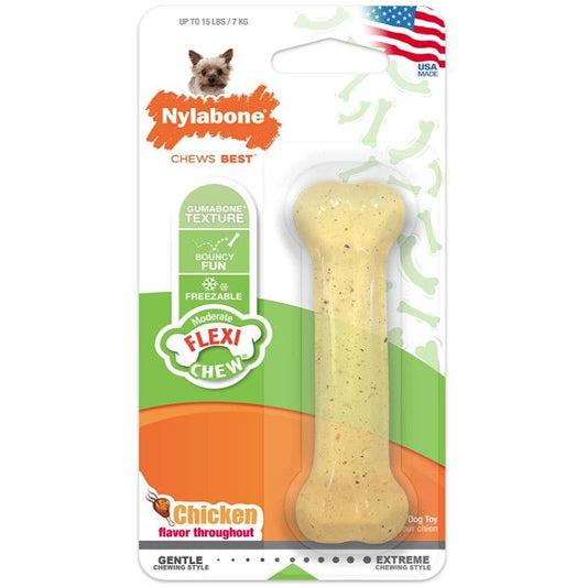 Nylabone Flexi Chew Dog Bone - Chicken Flavor-Dog-Nylabone-Petite (1 Pack)-
