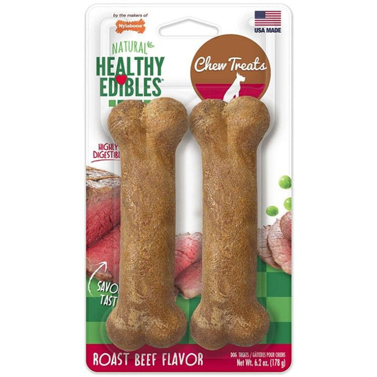 Nylabone Healthy Edibles Wholesome Dog Chews - Roast Beef Flavor-Dog-Nylabone-Wolf (2 Pack)-