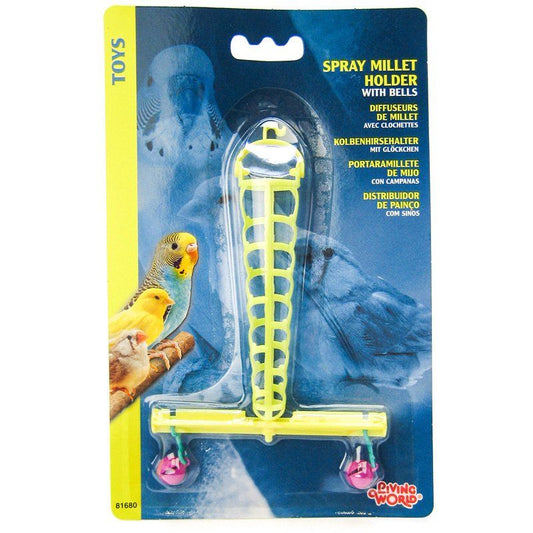 Living World Spray Millet Holder with Bells-Bird-Living World-Spray Millet Holder with Bells-