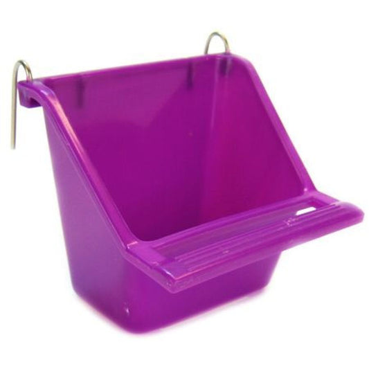 Living World Rectangular Seed Cup with Perch - Assorted Colors-Bird-Living World-Small - (1 Seed Cup)-